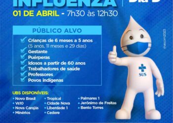 Dia D de Vacinação contra influenza será realizada neste sábado, 1º de abril.