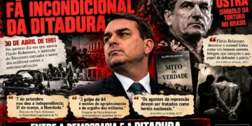 Flavio Bolsonaro e o fascínio pela ditadura, dos elogios ao golpe de 1964.