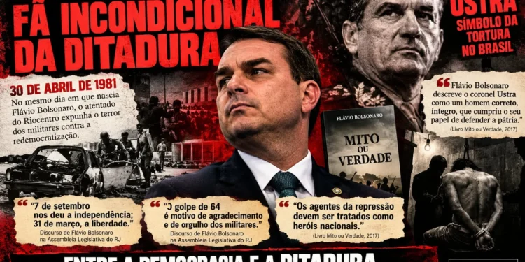 Flavio Bolsonaro e o fascínio pela ditadura, dos elogios ao golpe de 1964.